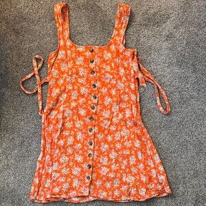 American Eagle Floral Button-Front Orange Tank Dress
